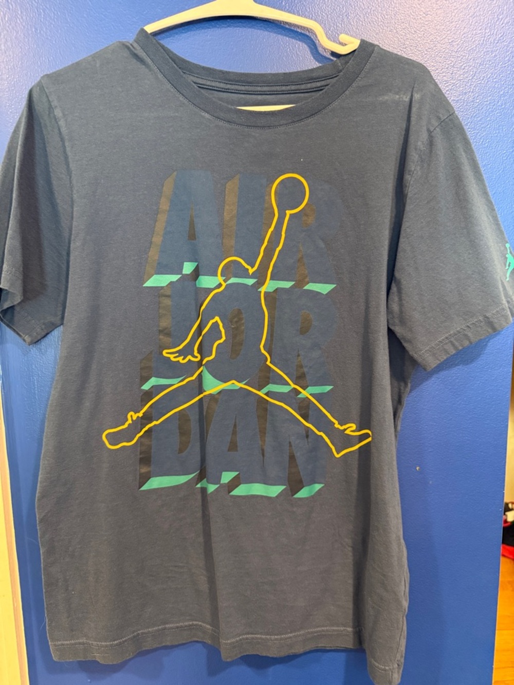 Jordan Black Tee with Yellow Jumpman and Teal Accents